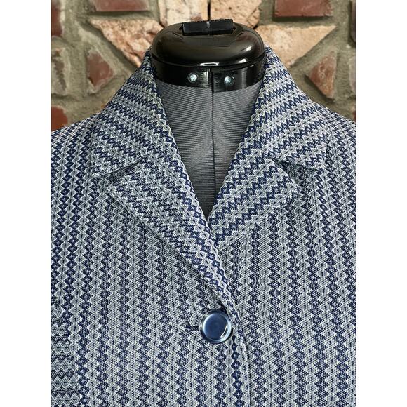blazer blue geometric double knit polyester blue - Picture 3 of 14